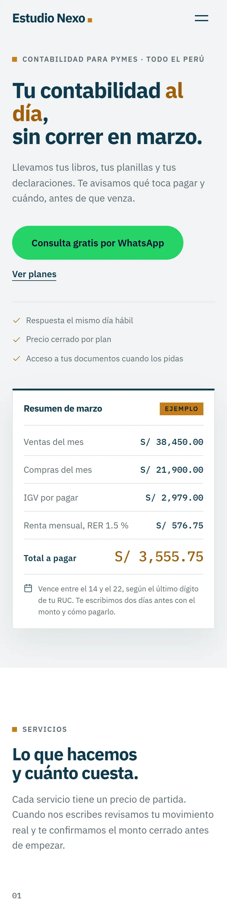 Vista de la demo de Contable